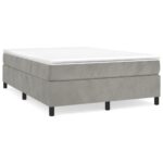 vidaXL Posteľný rám boxsping s matracom bledosivý 140x200 cm zamat – Obrázok 2