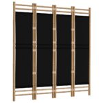 vidaXL Skladací 4-panelový paraván 160 cm bambus a plátno – Obrázok 3