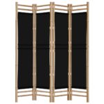 vidaXL Skladací 4-panelový paraván 160 cm bambus a plátno – Obrázok 5