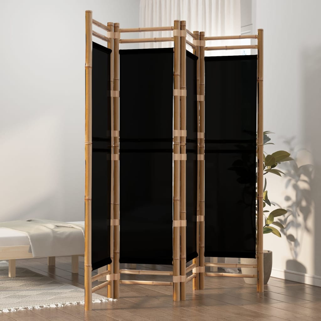 VXL8720845600679_m_en_hd_1.jpg vidaXL Skladací 4-panelový paraván 160 cm bambus a plátno – Obrázok 1