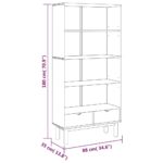 vidaXL Knižnica OTTA s 2 zásuvkami, hnedá, borovicový masív – Obrázok 6