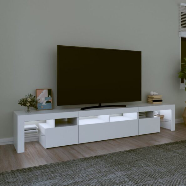 vidaXL TV skrinka s LED svetlami biela 230x36,5x40 cm – Obrázok 3
