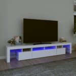 vidaXL TV skrinka s LED svetlami biela 230x36,5x40 cm