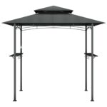 vidaXL Grilovací altánok s policami antracitový 240x150x243 cm oceľ – Obrázok 3