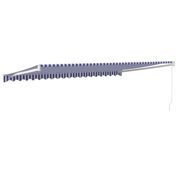 vidaXL Zaťahovacia markíza modrá a biela 5x3 m látka a hliník – Obrázok 5