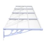 vidaXL Vchodová strieška, sivá a priehľadná 396x90 cm polykarbonát – Obrázok 4