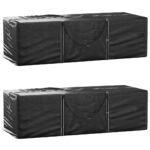 vidaXL Tašky na záhradné vankúše 2 ks čierne 135x40x55 cm polyetylén