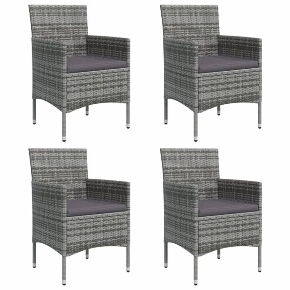 vidaXL 5-dielna záhradná jedálenská súprava s poduškami sivá a čierna – Obrázok 4