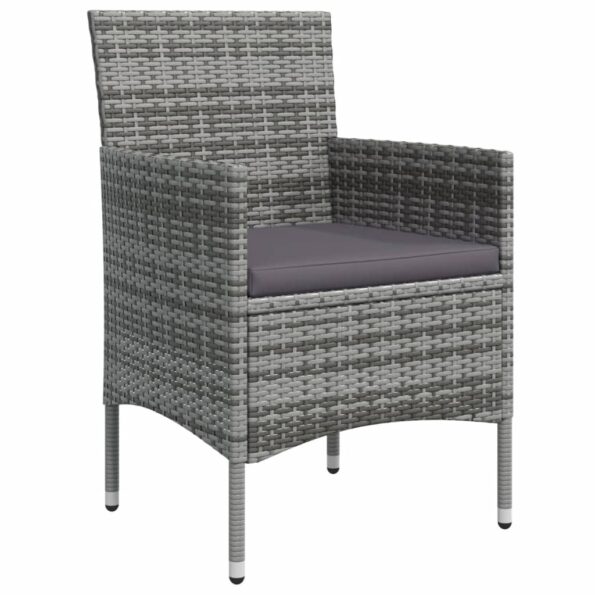 vidaXL 5-dielna záhradná jedálenská súprava s poduškami sivá a čierna – Obrázok 5