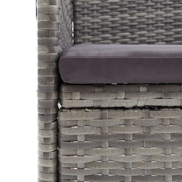 vidaXL 5-dielna záhradná jedálenská súprava s poduškami sivá a čierna – Obrázok 6