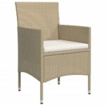 vidaXL 5-dielna záhradná jedálenská súprava s vankúšmi béžová a čierna – Obrázok 5