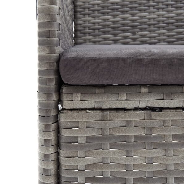 vidaXL 7-dielna záhradná jedálenská súprava s vankúšmi sivá a čierna – Obrázok 6