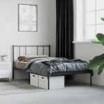 vidaXL Kovový rám postele s čelom čierny 90x190 cm – Obrázok 4