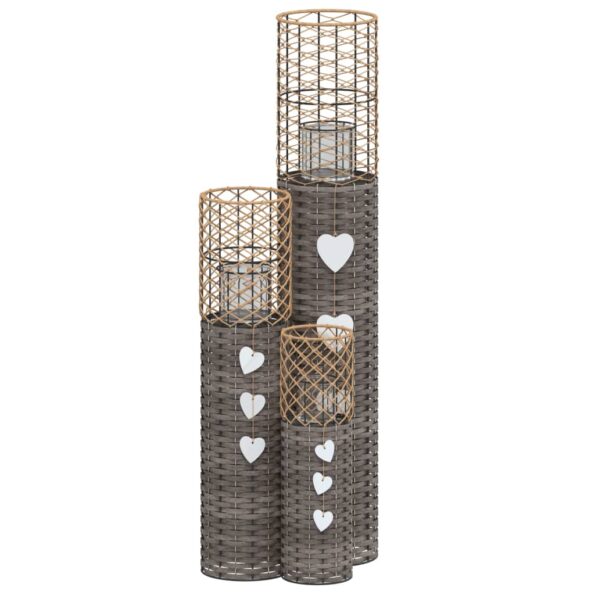 vidaXL Svietniky 3 ks šedé prútené – Obrázok 2