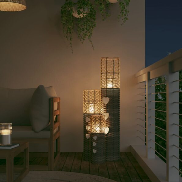 vidaXL Svietniky 3 ks šedé prútené – Obrázok 3