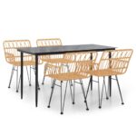 vidaXL 5-dielna záhradná jedálenská súprava polyratan – Obrázok 2