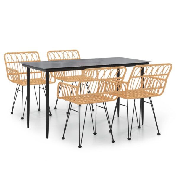 vidaXL 5-dielna záhradná jedálenská súprava polyratan – Obrázok 2