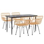 vidaXL 5-dielna záhradná jedálenská súprava polyratan – Obrázok 3