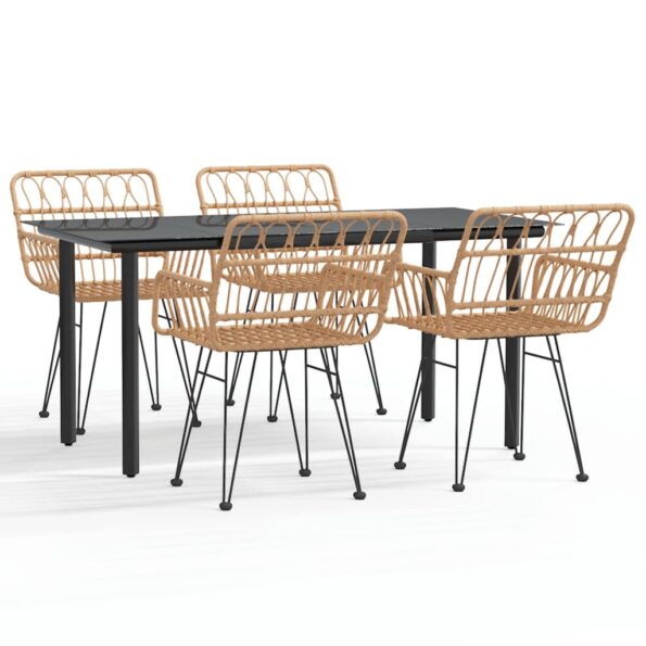 vidaXL 5-dielna záhradná jedálenská súprava polyratan – Obrázok 2