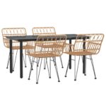 vidaXL 5-dielna záhradná jedálenská súprava polyratan – Obrázok 3