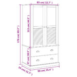 vidaXL Šatník VIGO biely 90x55x176 cm masívna borovica – Obrázok 8