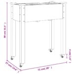 vidaXL Kvetináč s kolieskami a vložkou hnedý 71x37x80 cm jedľový masív – Obrázok 7