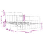 vidaXL Kovový rám postele s čelom a podnožkou biely 135x190 cm – Obrázok 10