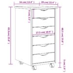 vidaXL Skrinka so zásuvkami na kolieskach MOSS sivá masívna borovica – Obrázok 9