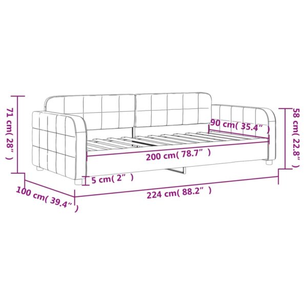 vidaXL Denná posteľ tmavosivá 90x200 cm zamat – Obrázok 8