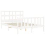 vidaXL Rám postele s čelom biely 140x190 cm masívne drevo – Obrázok 5