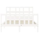 vidaXL Rám postele s čelom biely 140x190 cm masívne drevo – Obrázok 6