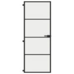 vidaXL Vnútorné dvere tenké čierne 76x201,5 cm tvrdené sklo a hliník – Obrázok 3