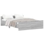 vidaXL Posteľný rám s predným a zadným čelom, sivá sonoma 140x190 cm – Obrázok 2