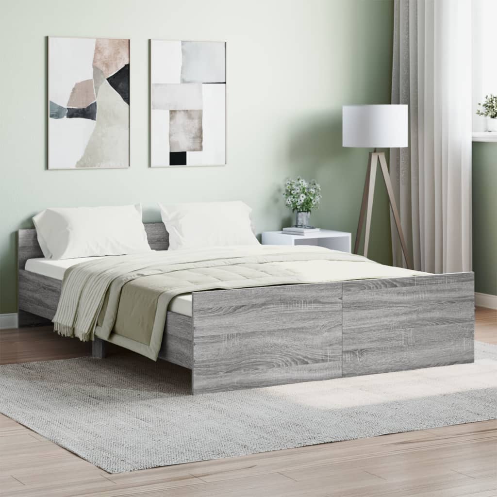 VXL8721012157439_m_en_hd_1.jpg vidaXL Posteľný rám s predným a zadným čelom, sivá sonoma 140x190 cm – Obrázok 1
