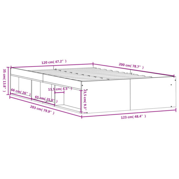 vidaXL Rám postele biely 120x200 cm – Obrázok 11