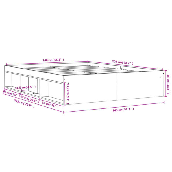 vidaXL Rám postele betónový sivý 140x200 cm – Obrázok 11