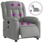 vidaXL Elektrické masážne sklápacie kreslo bledosivé látkové – Obrázok 2