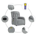 vidaXL Elektrické masážne sklápacie kreslo bledosivé látkové – Obrázok 7