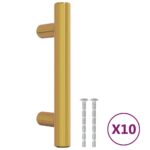 vidaXL Rukoväte na skrinku 10 ks zlaté 64 mm nehrdzavejúca oceľ – Obrázok 2