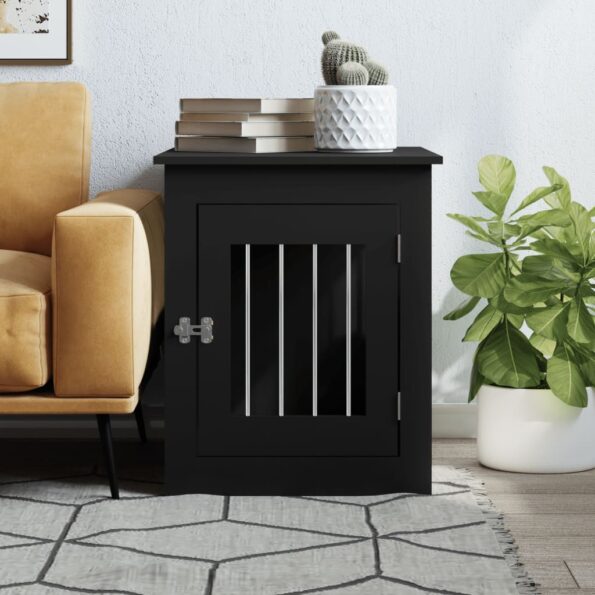 vidaXL Nábytková prepravka pre psa čierna 55x75x65 cm kompozitné drevo – Obrázok 3