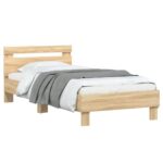 vidaXL Posteľný rám s čelom dub sonoma 90x190 cm kompozitné drevo – Obrázok 4
