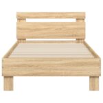 vidaXL Posteľný rám s čelom dub sonoma 90x190 cm kompozitné drevo – Obrázok 5