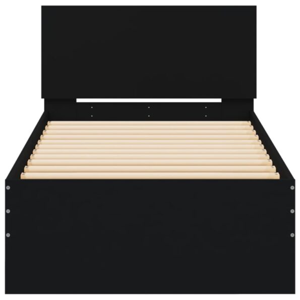 vidaXL Posteľný rám s čelom čierny 90x200 cm kompozitné drevo – Obrázok 5