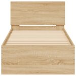 vidaXL Posteľný rám s čelom dub sonoma 75x190 cm kompozitné drevo – Obrázok 5