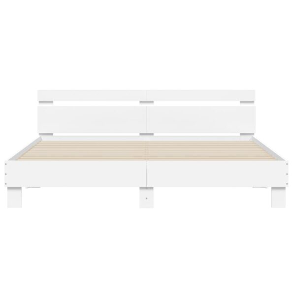 vidaXL Posteľný rám s čelom biely 200x200 cm kompozitné drevo – Obrázok 5