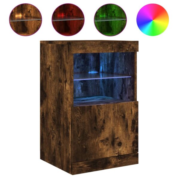 vidaXL Komoda s LED svetlami dymový dub 41x37x67 cm – Obrázok 2