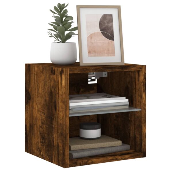 vidaXL TV nástenná skrinka s LED svetlami dymový dub 30x28,5x30 cm – Obrázok 6