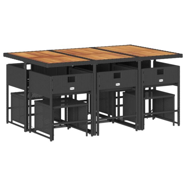 vidaXL 11-dielna záhradná jedálenská sada s vankúšmi čierna polyratan – Obrázok 3