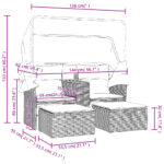 vidaXL 2-miestna záhradná pohovka+strieška, taburetky béžová polyratan – Obrázok 11
