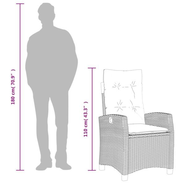 vidaXL 3-dielna záhradná jedálenská sada s podložkami sivá polyratan – Obrázok 10